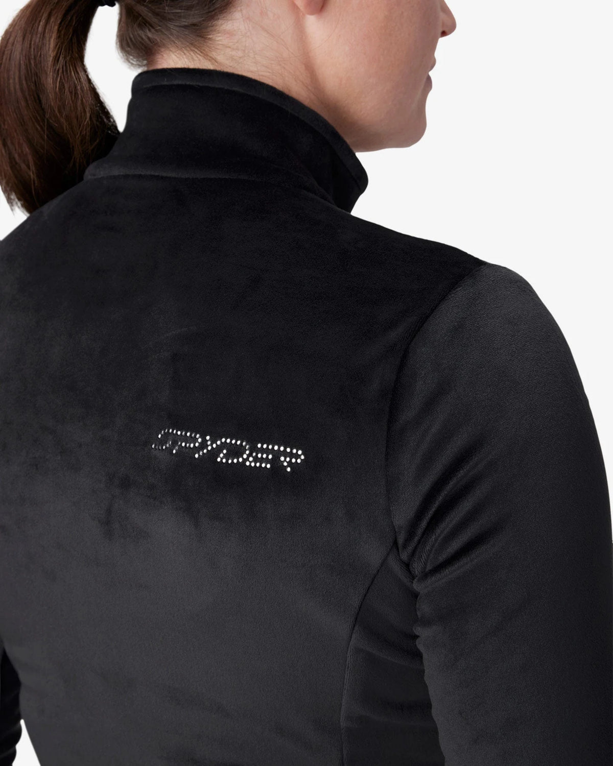 Spyder Shimmer Bug 1/2 Zip in Black, detail view