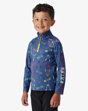 Spyder Challenge 1/2 Zip in Indigo, front view on model