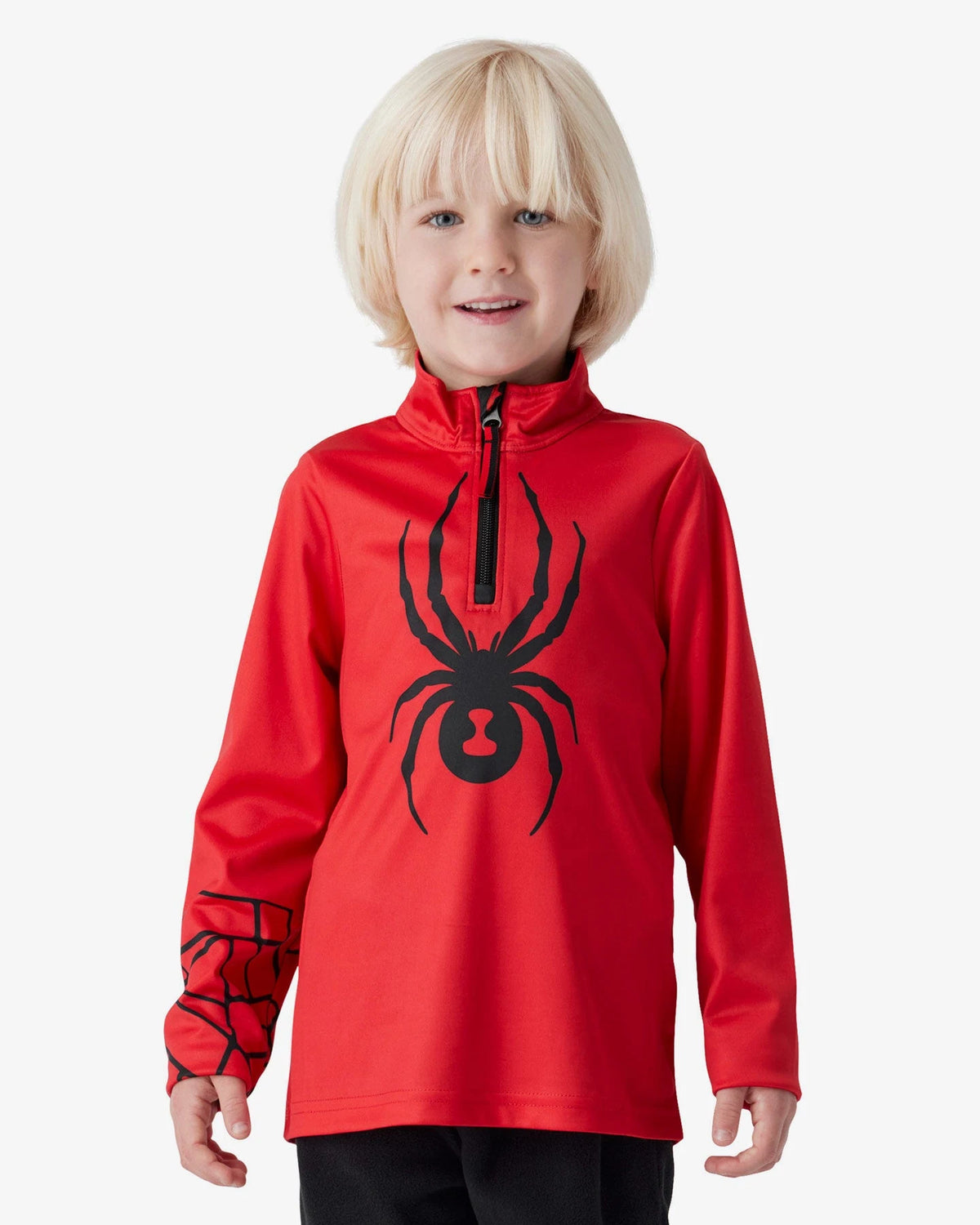 Spyder Challenge 1/2 Zip in Spyder Red, front view on model