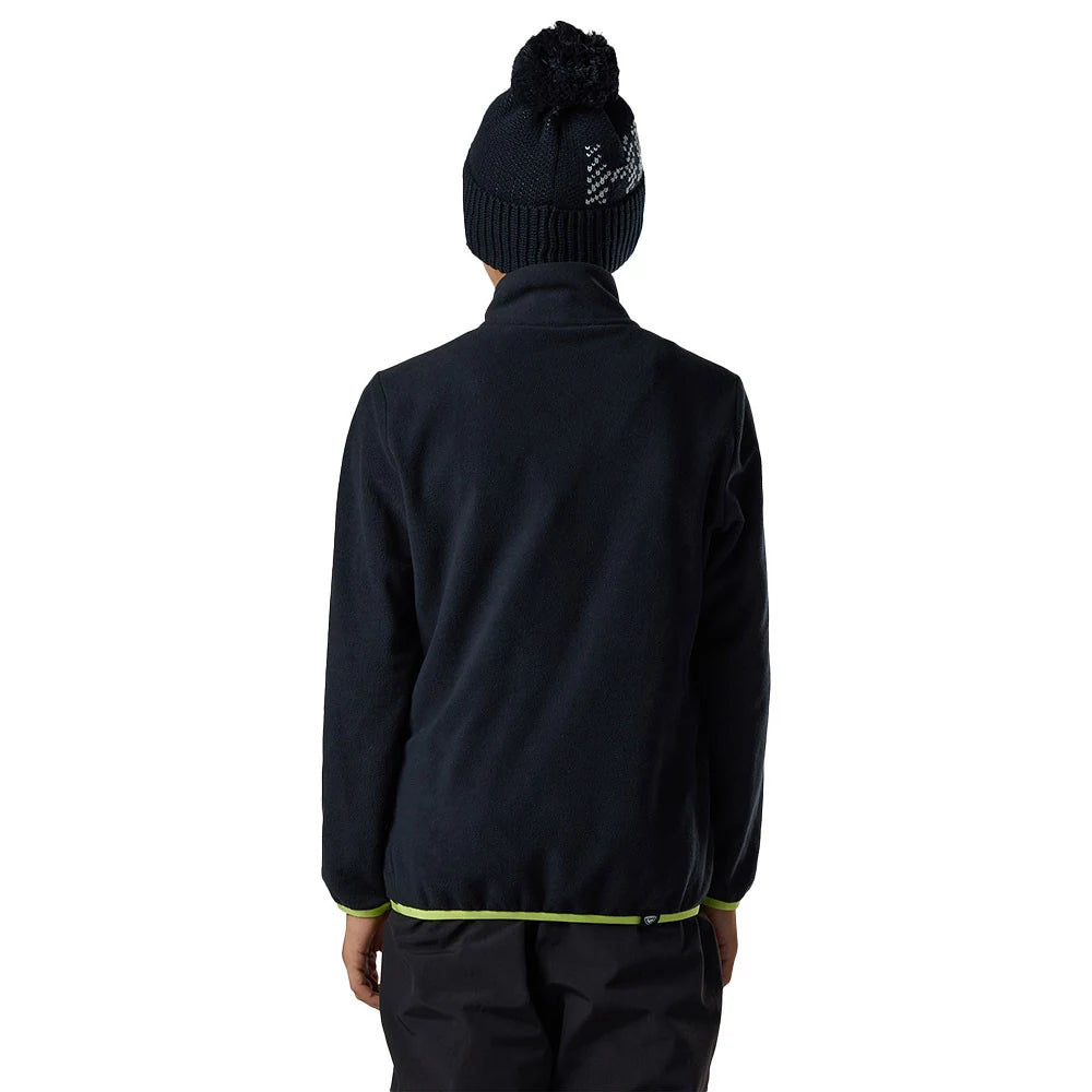 Rossignol Junior Quarter Zip Polar Fleece 2027 in Black, back view on model