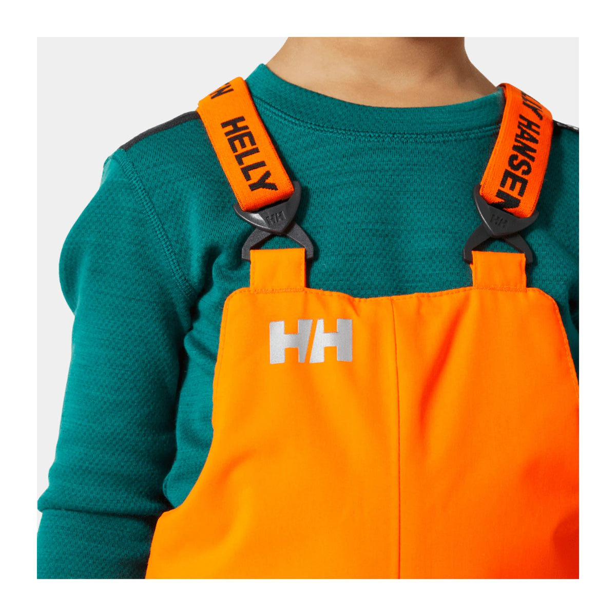 Helly Hansen Kids Rider 2 Insulated Bib in Neon Orange, detail