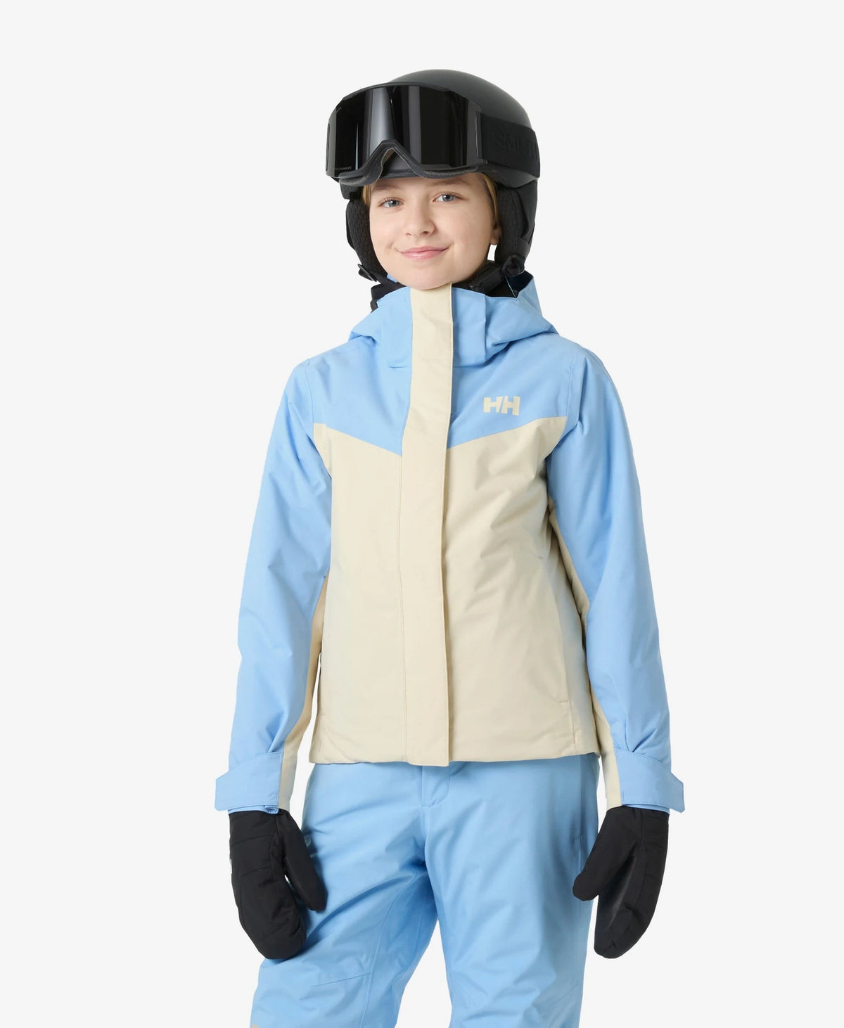 Helly Hansen Junior Girl Icelily Jacket in Cream, on-body front