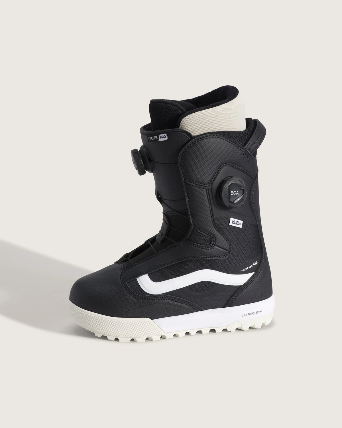 Vans Womens Encore Pro 2.0 in Black/White, front three-quarter view