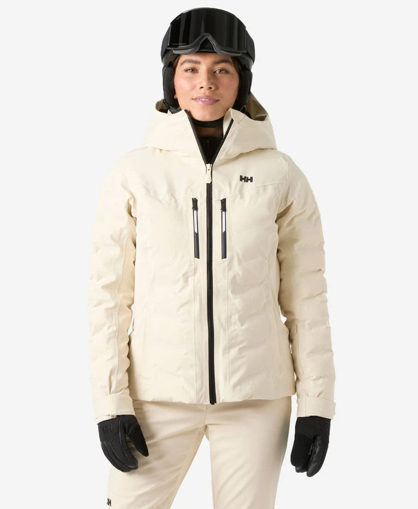 Helly Hansen Womens Alphelia Puffy Jacket in Cream, on-body front
