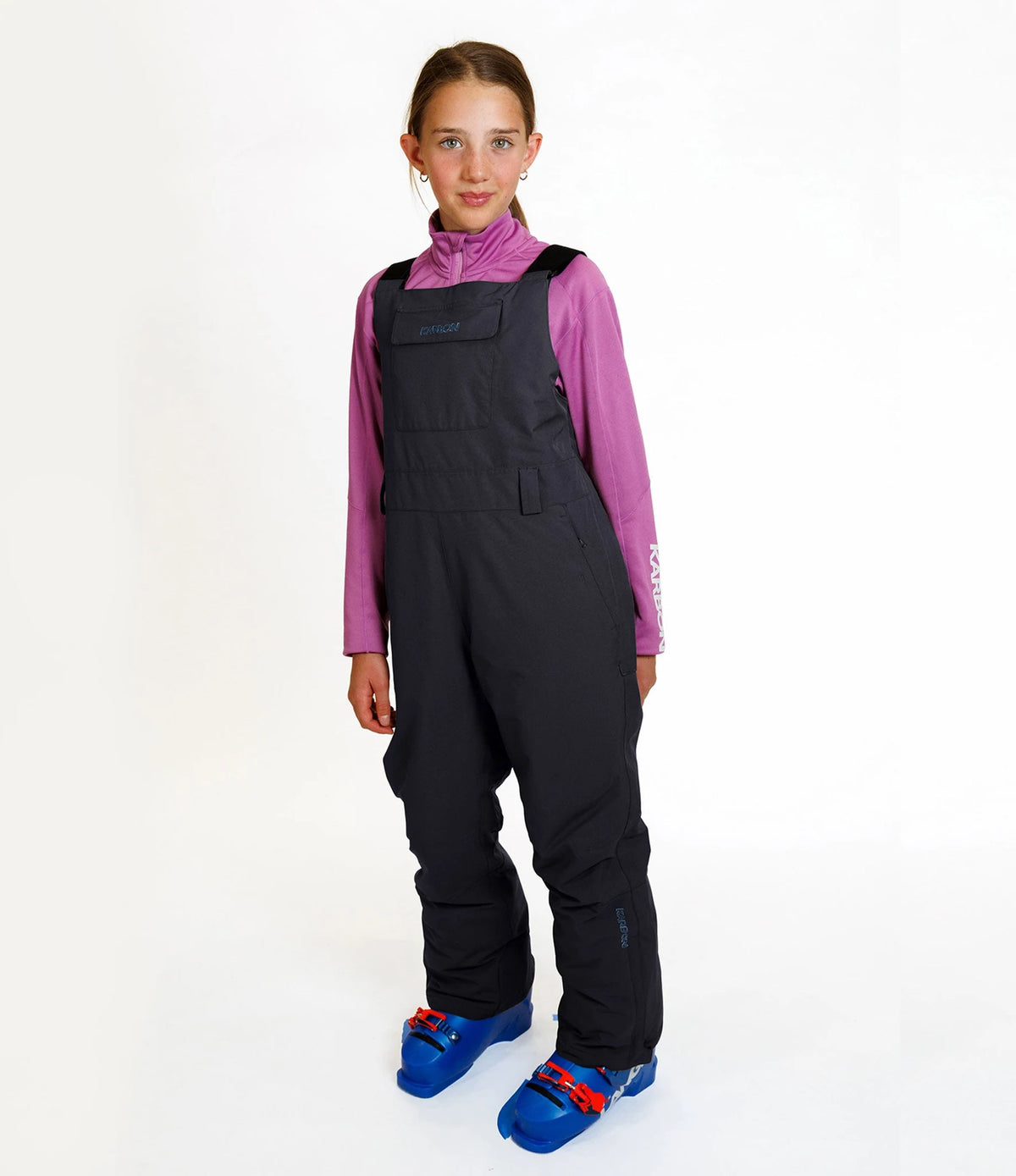 Karbon Haze Girls Bibs in Black, on-body front
