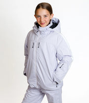Karbon Nerina Girls Ski Jacket in Whisper, on-body front