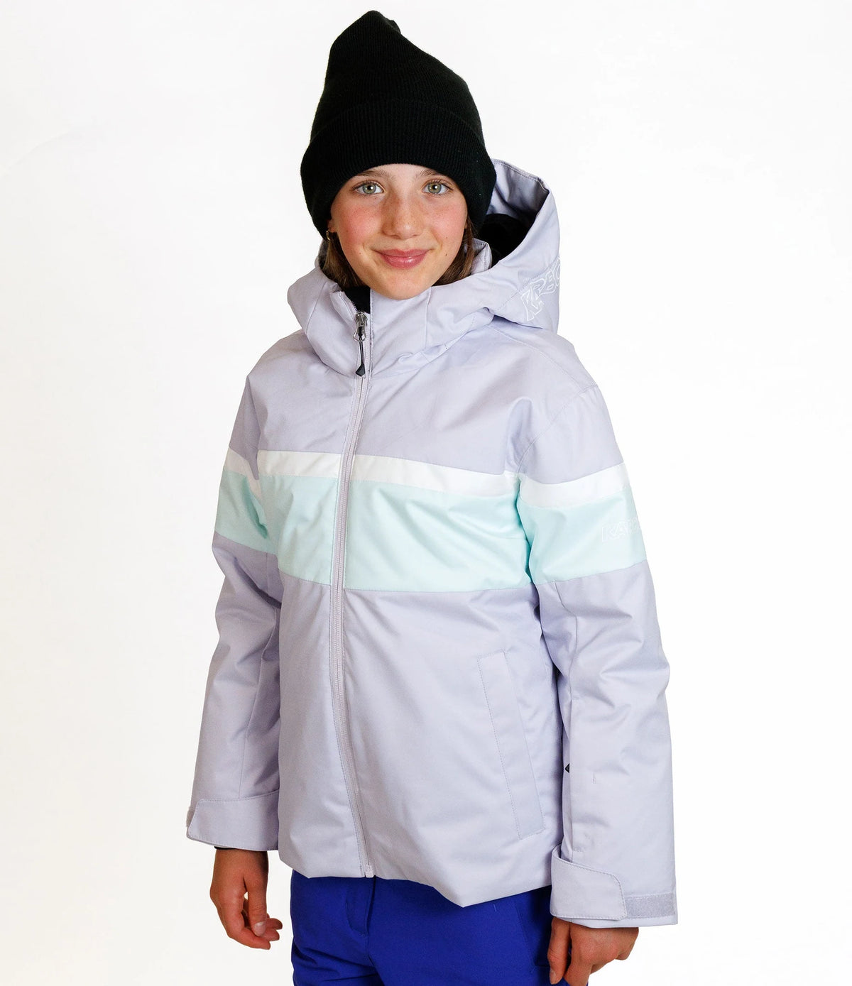 Karbon Siren Girls Ski Jacket in Whisper, on-body front