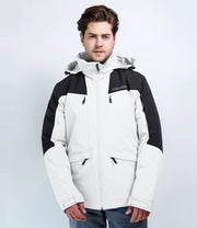 Karbon Triton Mens Ski Jacket in Arctic White, on-body front