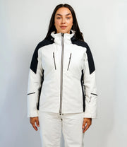 Karbon Zenya Ladies Ski Jacket in Arctic White, on-body front