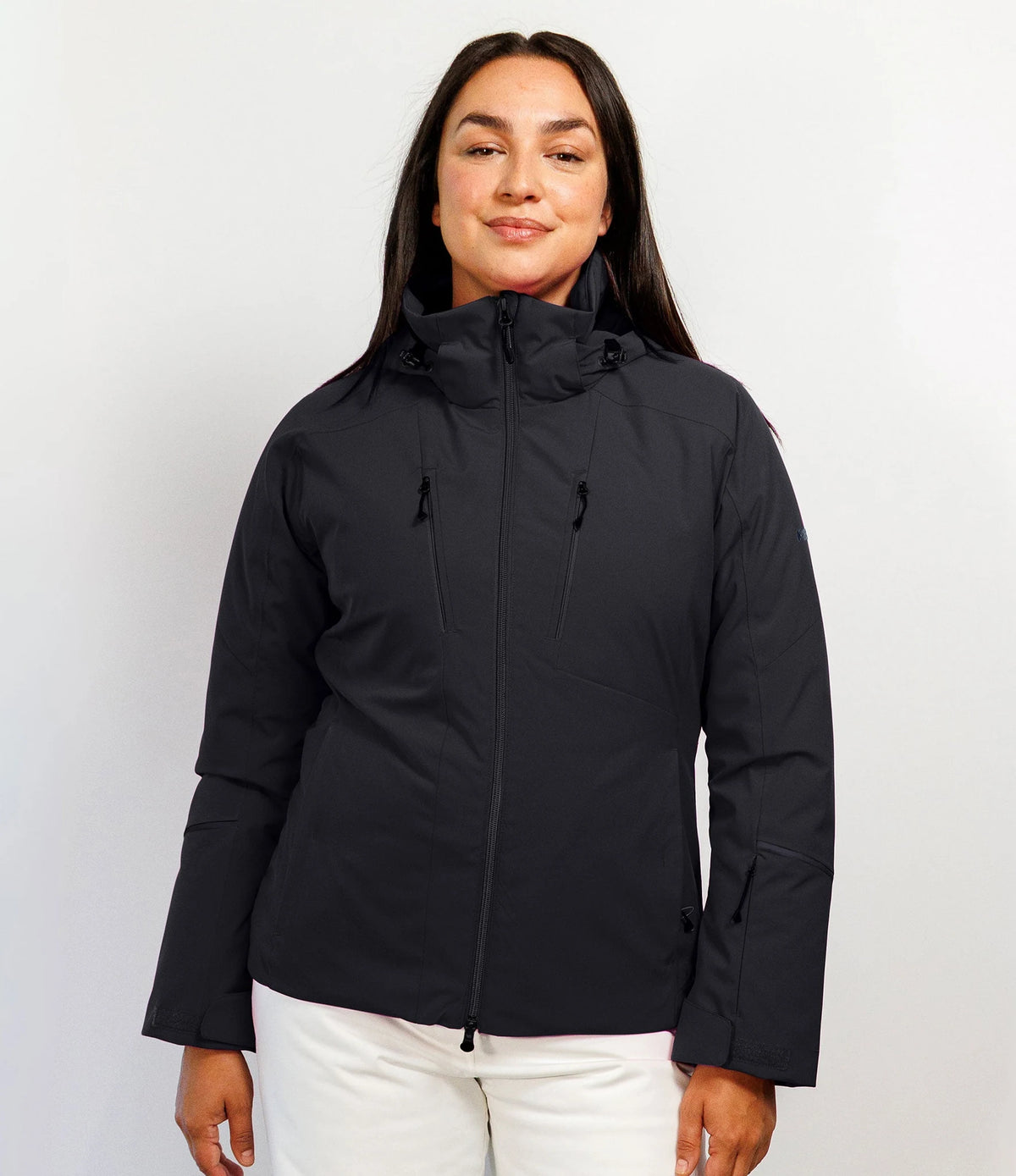 Karbon Zenya Ladies Ski Jacket in Black, on-body front