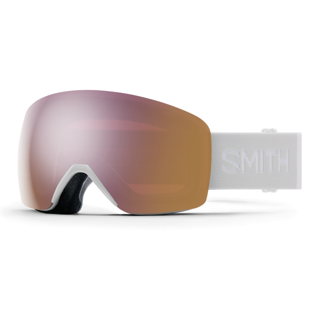 Smith Skyline Goggles White Chunky Knit + ChromaPop Everyday Rose Gold Mirror