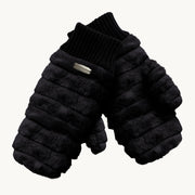 Turtle Fur Faux Fur Mittens in Black