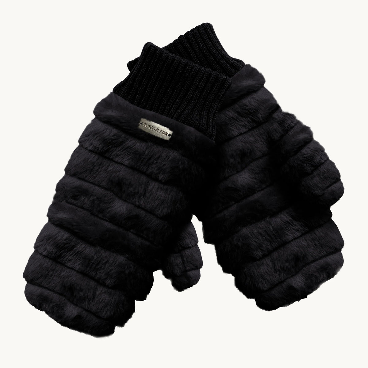 Turtle Fur Faux Fur Mittens in Black