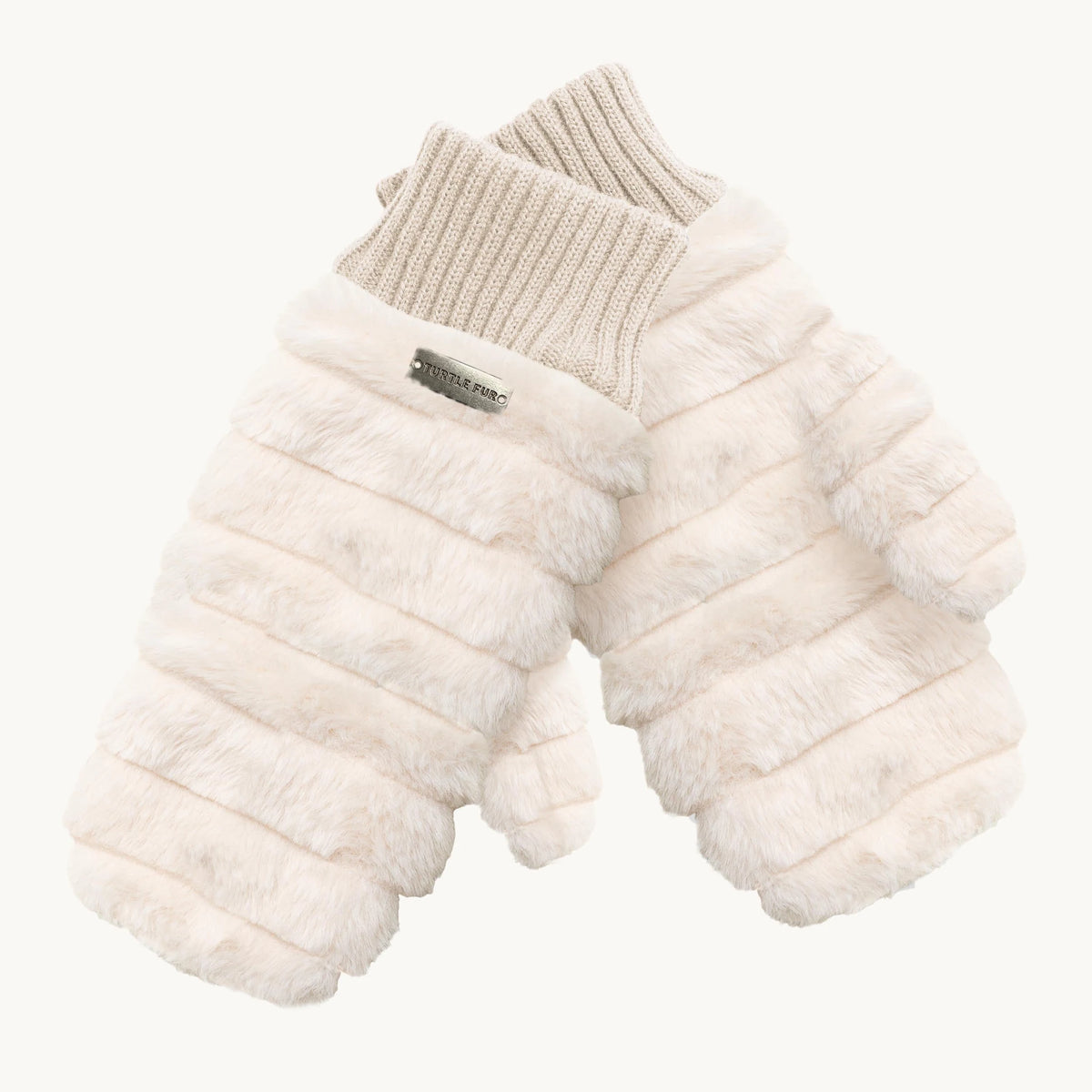 Turtle Fur Faux Fur Mittens in Cream