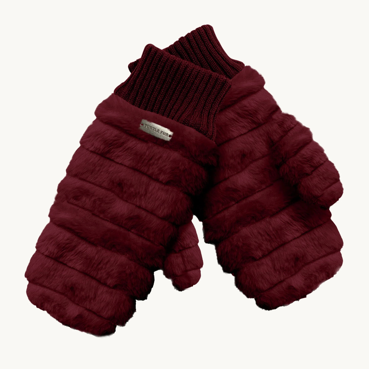 Turtle Fur Faux Fur Mittens in Wine