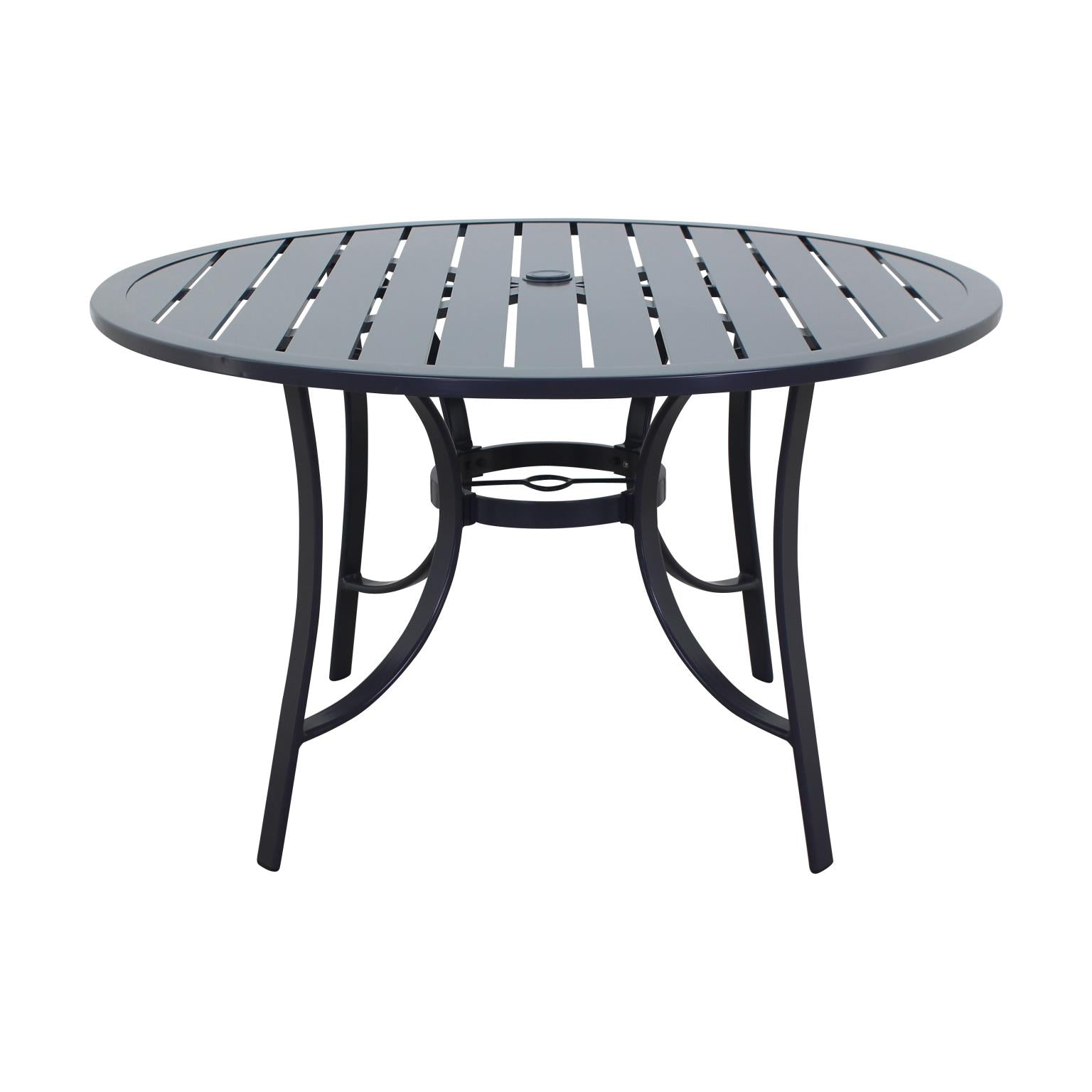 Kingston Cape Cod Dining 48 Round Aluminum Slat Dining Table / Gray