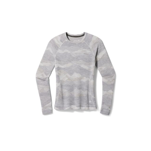 Smartwool Womens Classic Thermal Merino Base Layer Crew Light Gray Mountain Scape