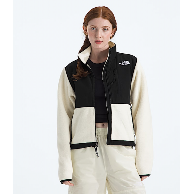 North Face Womens Retro Denali Jacket White Dune/TNF Black