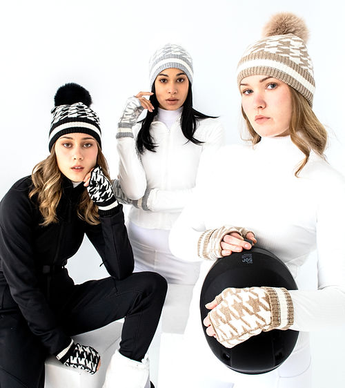 Mitchies Matchings Knit Houndstooth Beanie w/ Pom