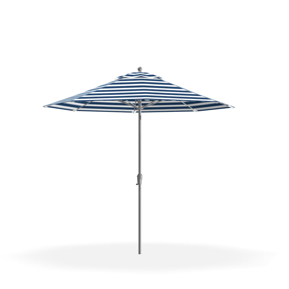 Frankford Umbrellas Monterey 9 Auto Tilt Umbrella Silver Mist / Navy Stripe