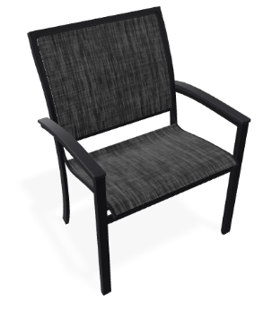Telescope Bazza Stacking Cafe Chair w/ Polymer Arms Black / Augustine Shadow Sling