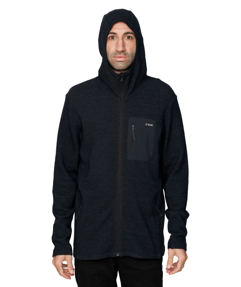 Le Bent Mens Sentinel Midweight Waffle Knit Zip Hoody