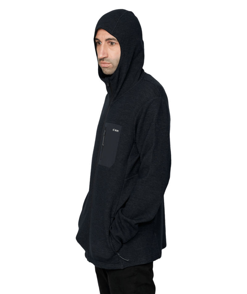 Le Bent Mens Sentinel Midweight Waffle Knit Zip Hoody