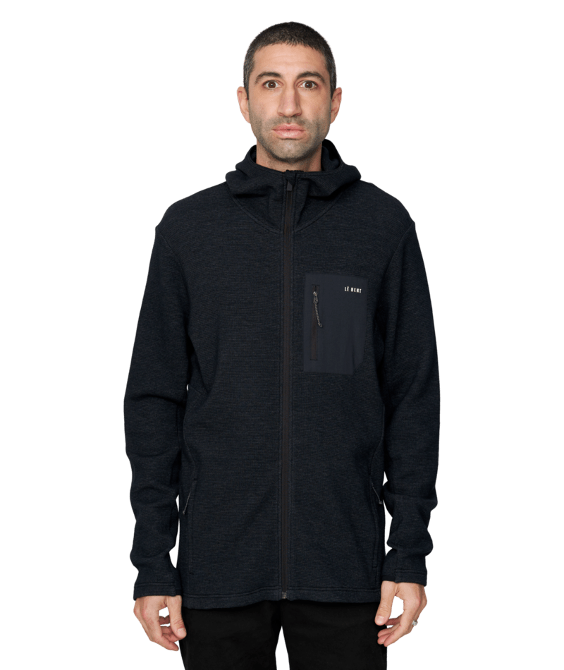 Le Bent Mens Sentinel Midweight Waffle Knit Zip Hoody