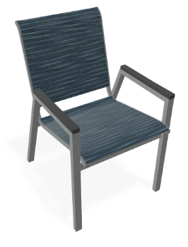Telescope Bazza Stacking Bistro Chair w/ Polymer Arms Graphite / Nimbus Ocean Sling