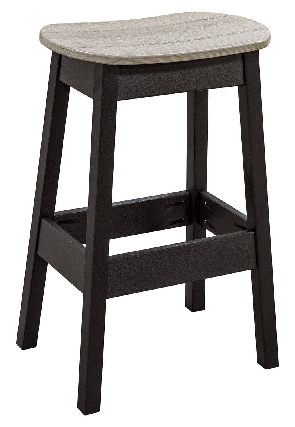 EC Woods Tacoma Bar Chair Saddle Bar / Black Frame / Driftwood Gray Accents