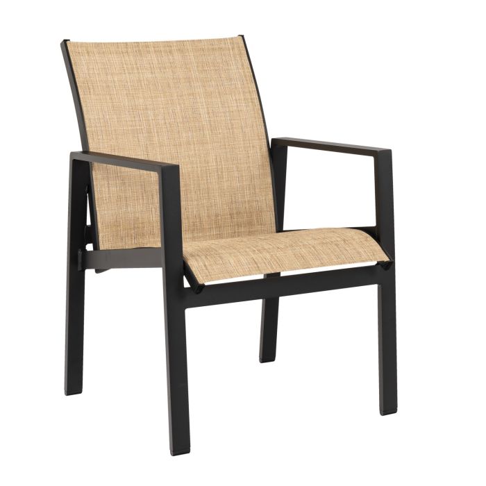 Woodard Hudson Dining and Seating Textured Black / Charm Grey (311 Grade B) / Dining Arm Chair