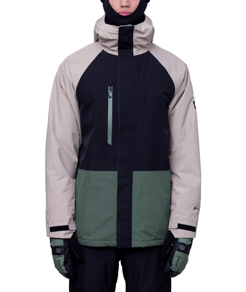 686 Mens Gore-Tex Core Insulated Jacket Putty Black Cypress Green