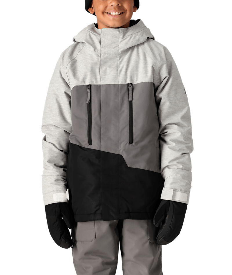 686 Boys Geo Insulated Jacket White Heather Colorblock