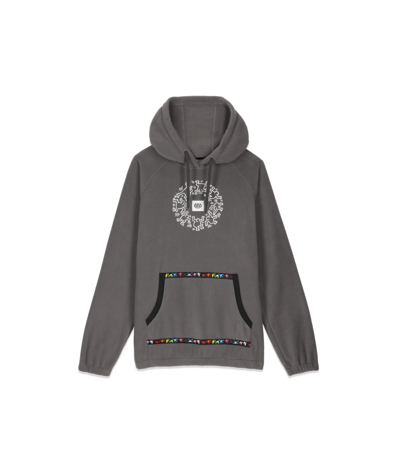 686 Mens Buttermilk Sherpa Fleece Pullover Hoody Keith Haring Rhino Grey