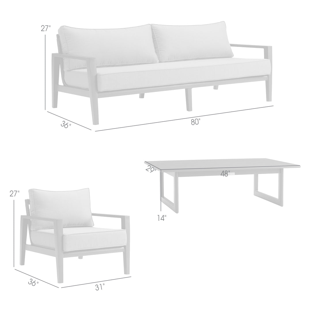 Armen Living Amalfi 4 Piece Outdoor Conversation Set