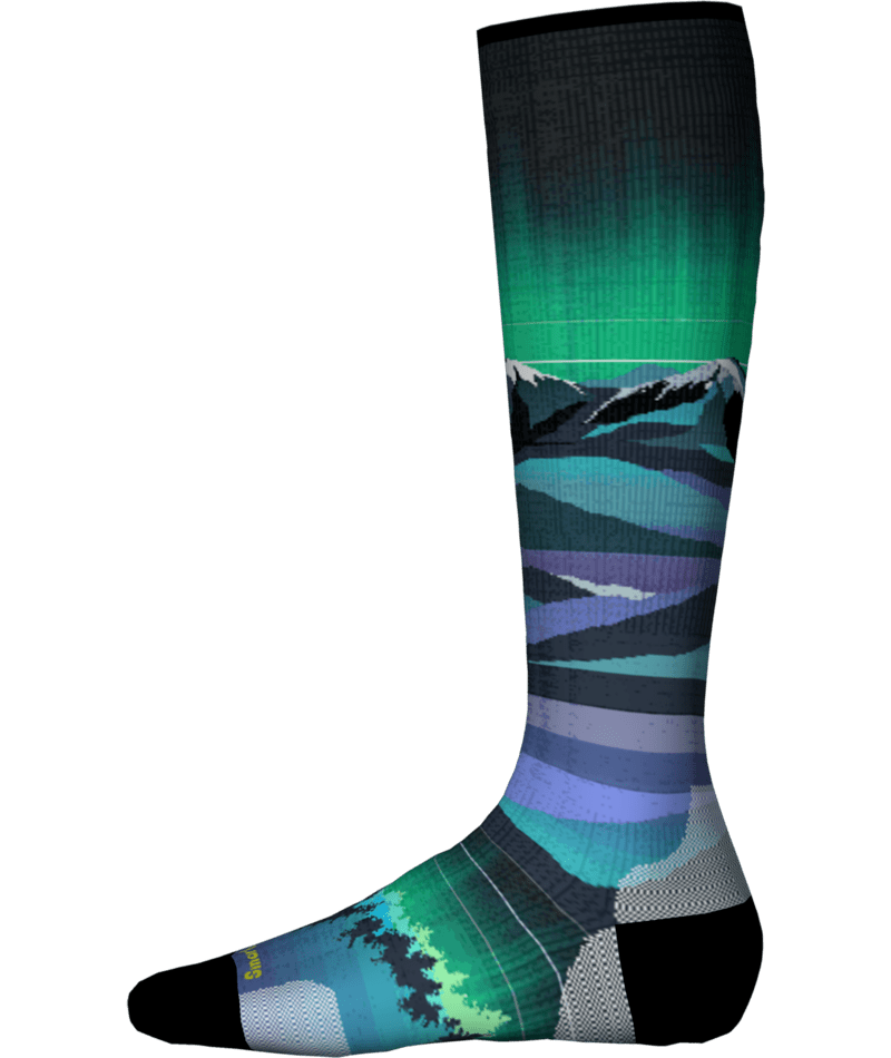 Smartwool Junior Ski Zero Cushion Aurora Flash Print OTC Socks Black