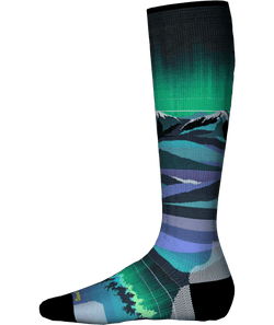 Smartwool Junior Ski Zero Cushion Aurora Flash Print OTC Socks Black