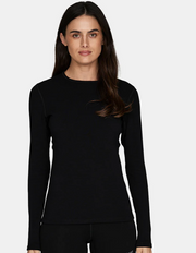Le Bent Womens Heavyweight Antarctic Grid Fleece Crew Black