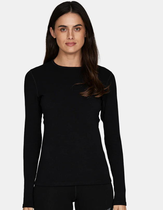 Le Bent Womens Heavyweight Antarctic Grid Fleece Crew Black