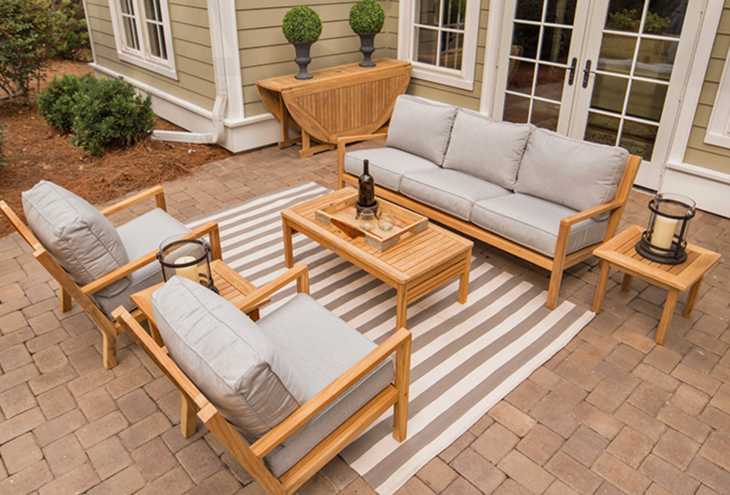 Royal Teak Coastal Deep Seating 6-Piece Set Sunbrella Canvas Charcoal