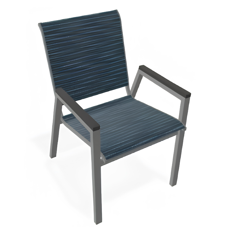 Telescope Bazza Stacking Bistro Chair w/ Polymer Arms Graphite / Nimbus Ocean Sling