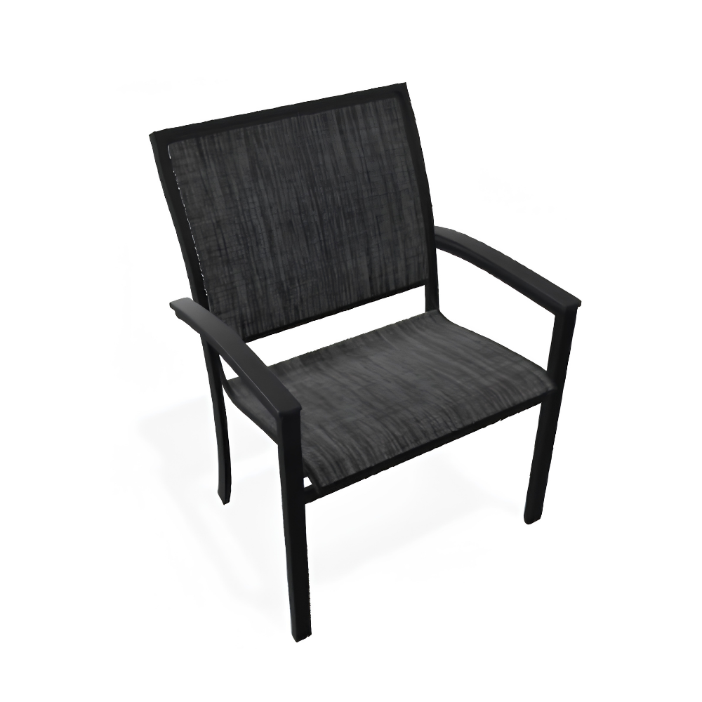Telescope Bazza Stacking Cafe Chair w/ Polymer Arms Black / Augustine Shadow Sling