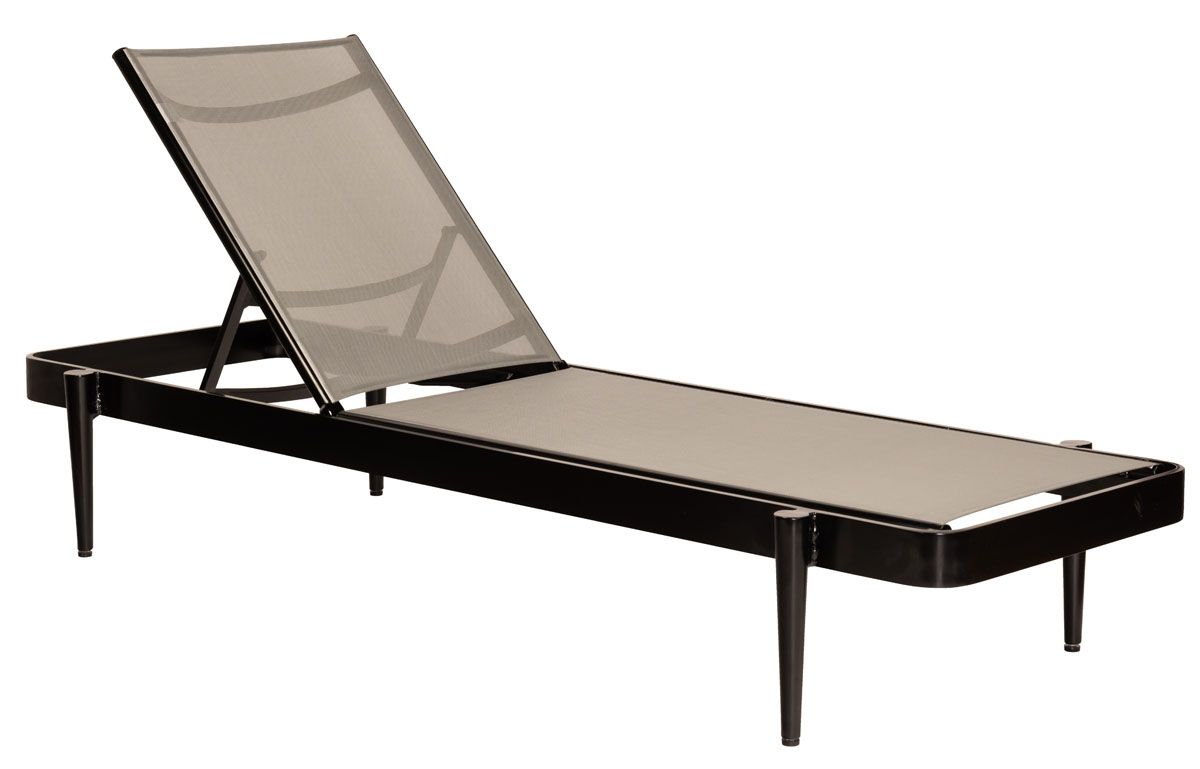 Woodard Daytona Chaises Textured Black / Charm Grey (311 Grade B) / Adjustable Chaise Lounge (Stackable)