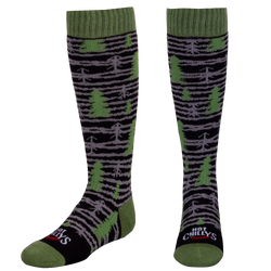 Hot Chillys Youth Mid Volume Sock Black Pine Tree