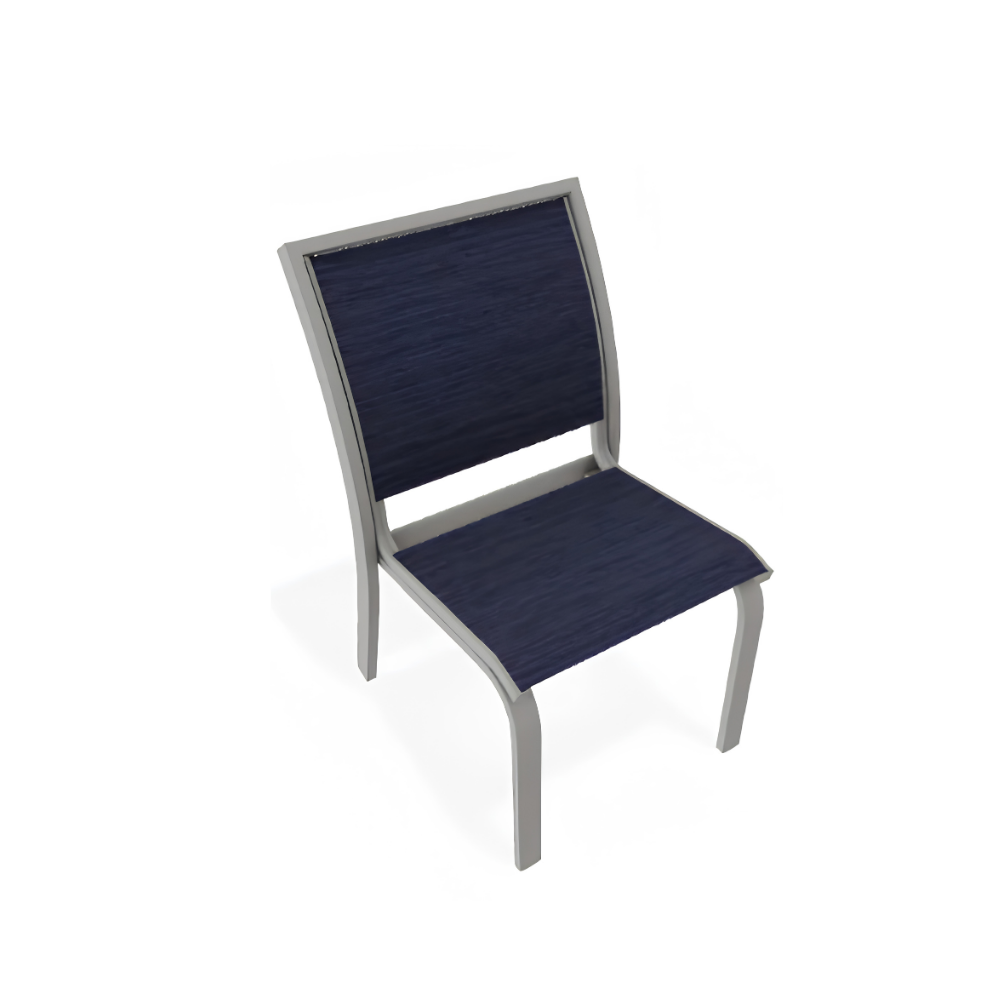 Telescope Bazza / Kendall Stacking Armless Cafe Chair Warm Grey / Collect Indigo Sling