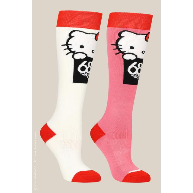 686 Womens Hello Kitty Socks - 2Pk Hk White Geranium Pink