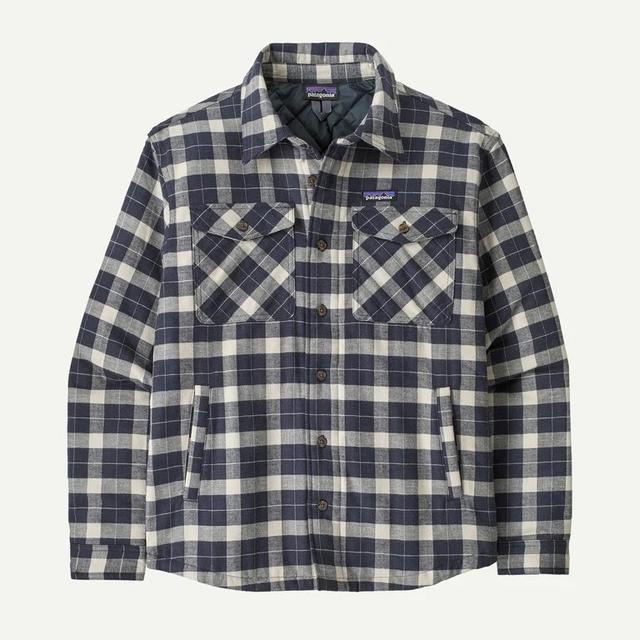 Patagonia Ms LW Insulated Fjord Flannel Shirt Evergreen Fjord: Smolder Blue
