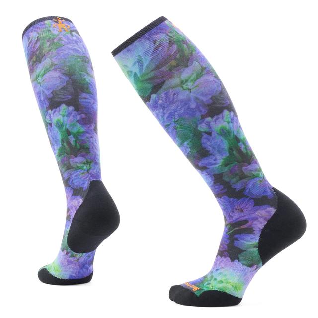 Smartwool Womens Ski Targeted Cushion Electric Lotus Print OTC Socks Black