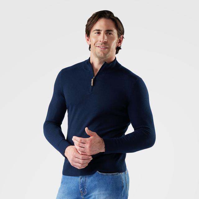 Smartwool Mens Sparwood 1/4 Zip Sweater Deep Navy Heather