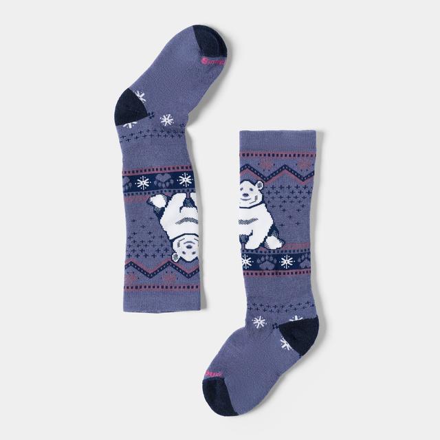 Smartwool Kids Wintersport Full Cushion Polar Bear Pattern OTC Socks Nightfall Blue